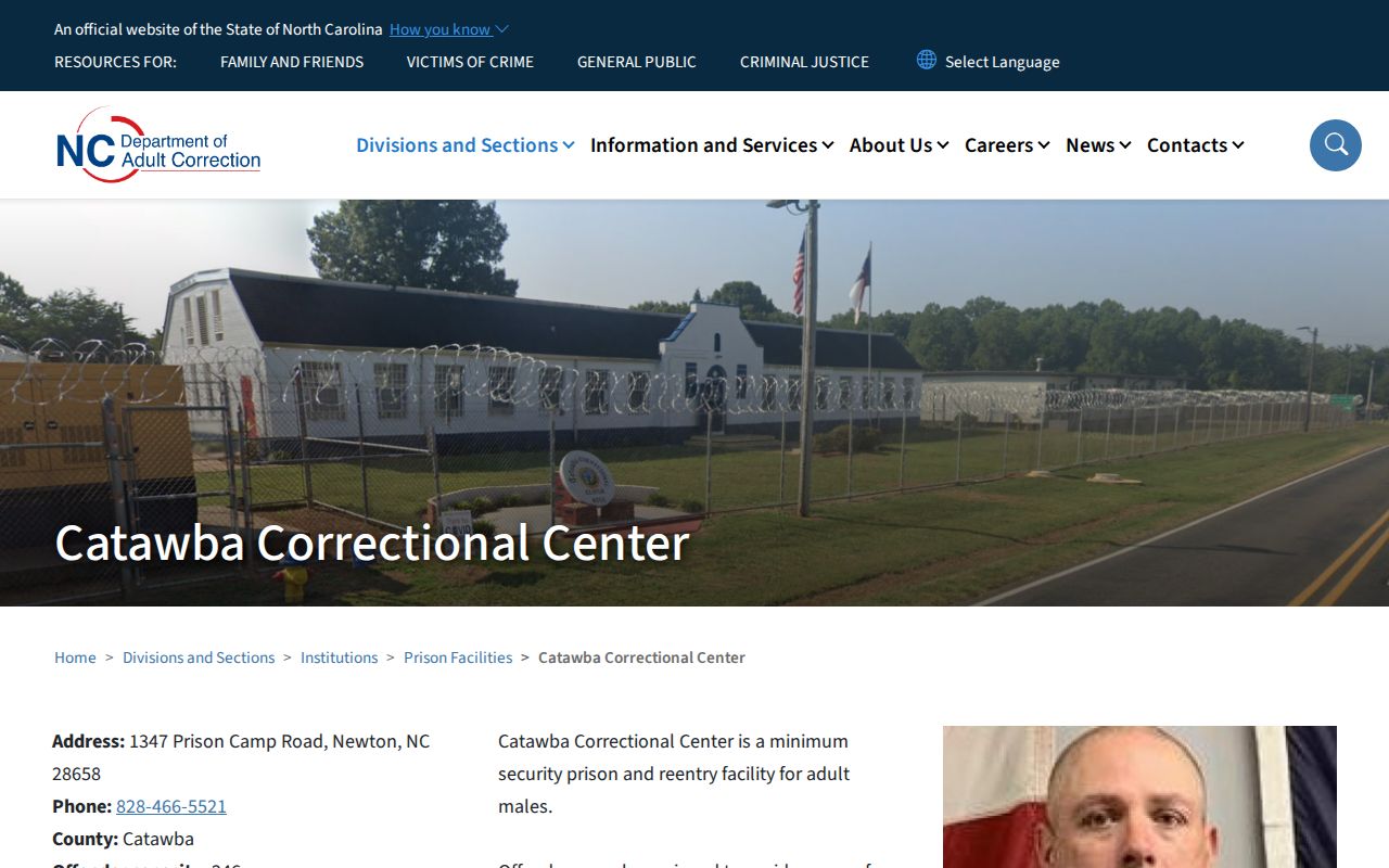 Catawba Correctional Center state prison release information